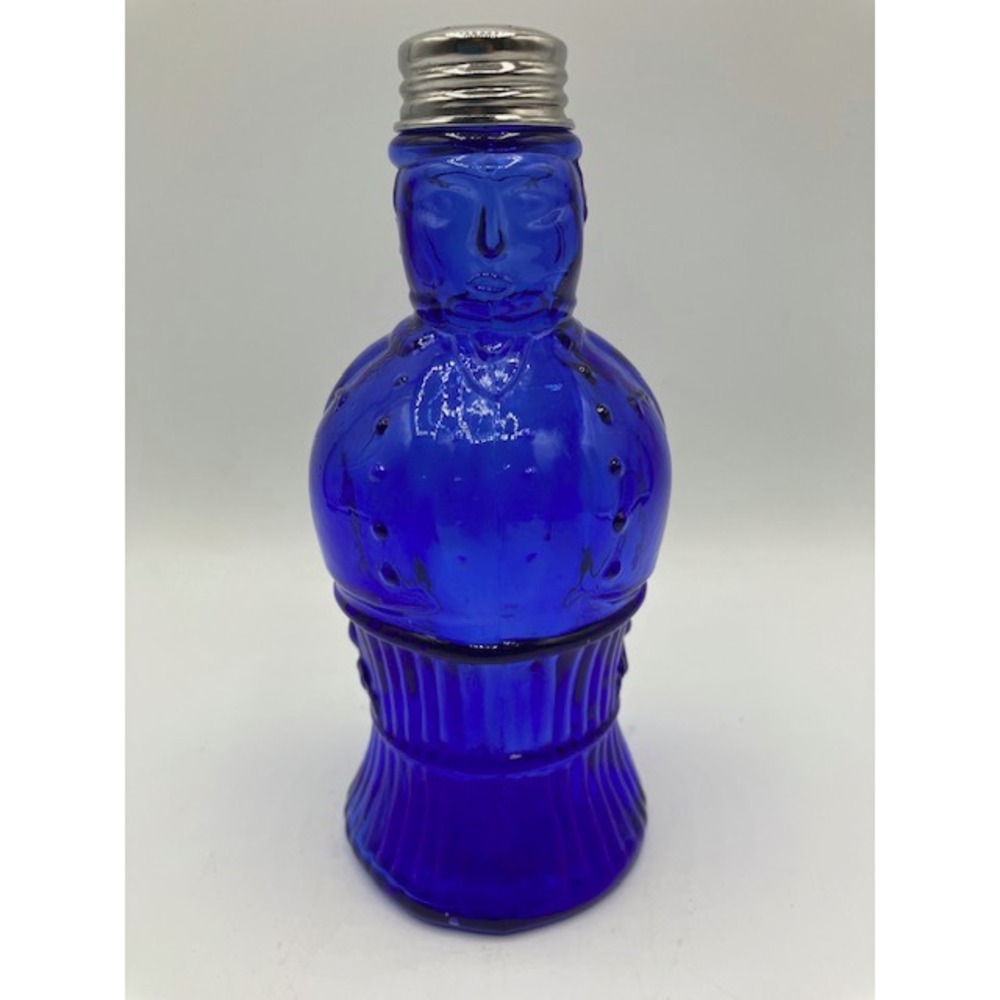 Cobalt Blue Man Figure Bottle Spice Shaker by Imperial‎ Glass Collectible Decor